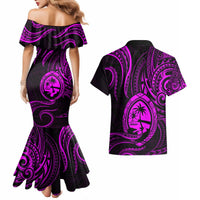 Polynesian Guam Coat of Arms Couples Matching Mermaid Dress and Hawaiian Shirt Polynesian Tribal Tattoo Purple Version LT9 - Polynesian Pride