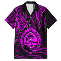 Polynesian Guam Coat of Arms Family Matching Puletasi and Hawaiian Shirt Polynesian Tribal Tattoo Purple Version LT9 Dad's Shirt - Short Sleeve Purple - Polynesian Pride