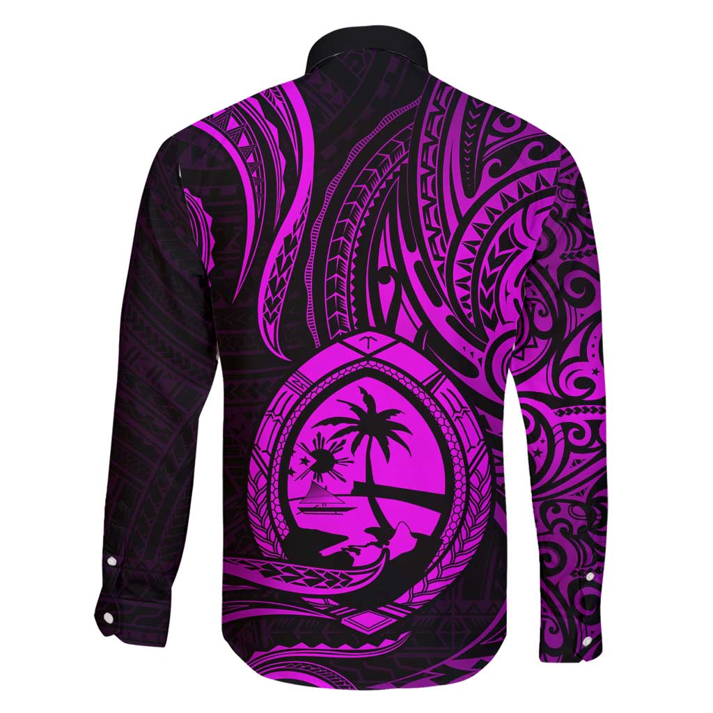 Polynesian Guam Coat of Arms Family Matching Short Sleeve Bodycon Dress and Hawaiian Shirt Polynesian Tribal Tattoo Purple Version LT9 - Polynesian Pride
