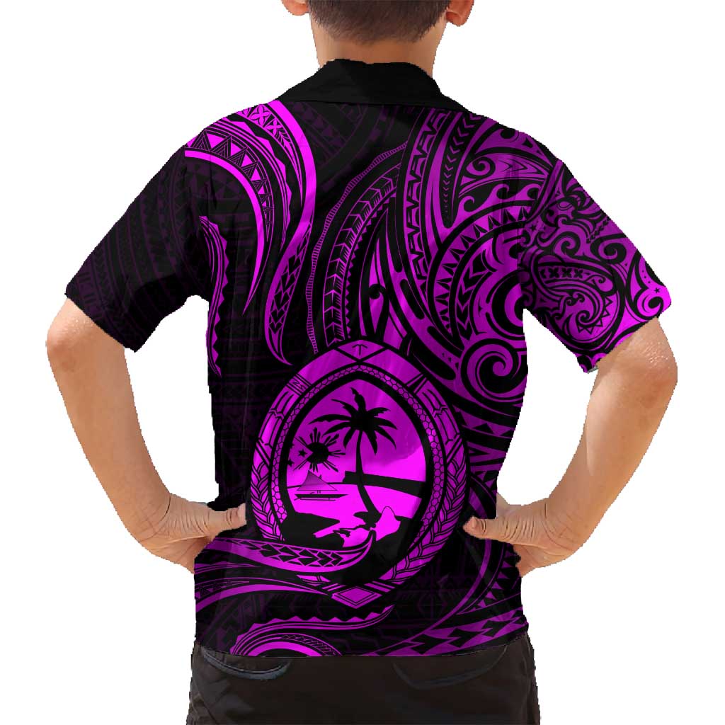 Polynesian Guam Coat of Arms Family Matching Tank Maxi Dress and Hawaiian Shirt Polynesian Tribal Tattoo Purple Version LT9 - Polynesian Pride
