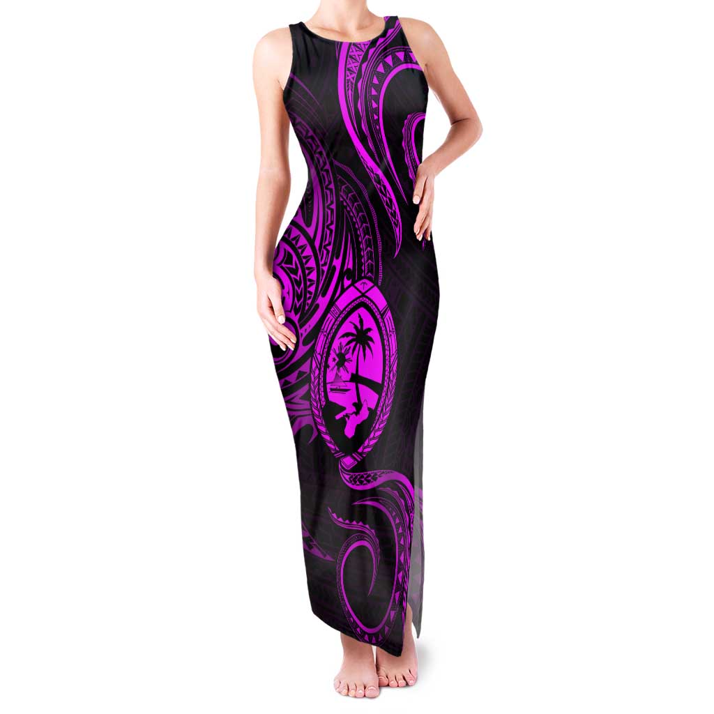Polynesian Guam Coat of Arms Family Matching Tank Maxi Dress and Hawaiian Shirt Polynesian Tribal Tattoo Purple Version LT9 Mom's Dress Purple - Polynesian Pride