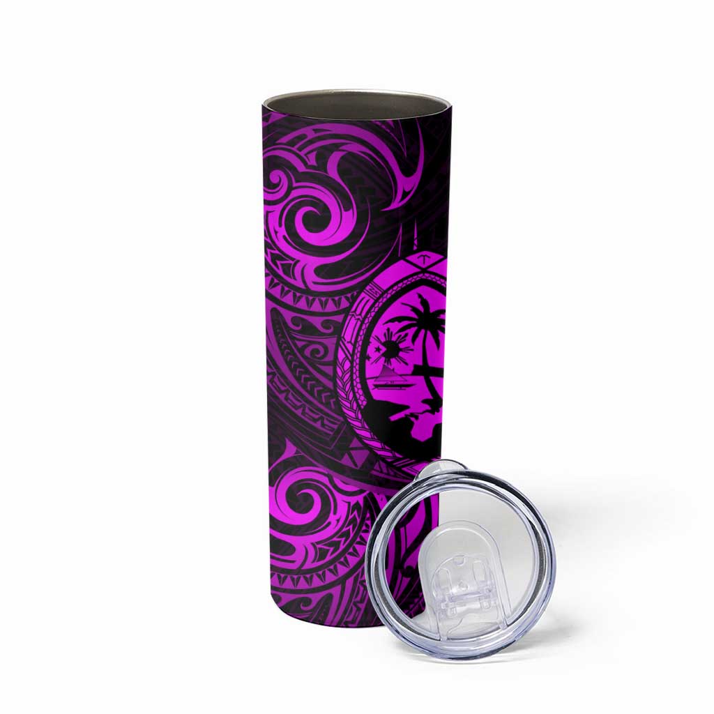 Polynesian Guam Coat of Arms Skinny Tumbler Polynesian Tribal Tattoo Purple Version LT9 - Polynesian Pride