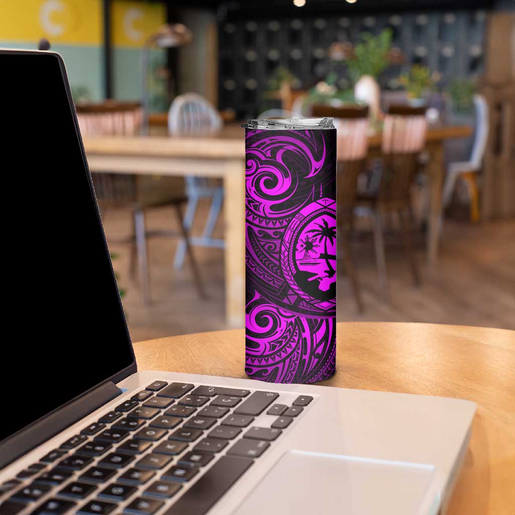 Polynesian Guam Coat of Arms Skinny Tumbler Polynesian Tribal Tattoo Purple Version LT9 - Polynesian Pride