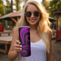 Polynesian Guam Coat of Arms Skinny Tumbler Polynesian Tribal Tattoo Purple Version LT9 - Polynesian Pride