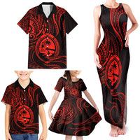 Polynesian Guam Coat of Arms Family Matching Tank Maxi Dress and Hawaiian Shirt Polynesian Tribal Tattoo Red Version LT9 - Polynesian Pride