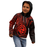 Polynesian Pride Guam Kid Hoodie With Polynesian Tribal Tattoo and Coat of Arms Red Version LT9 - Polynesian Pride