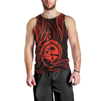 Polynesian Pride Guam Men Tank Top With Polynesian Tribal Tattoo and Coat of Arms Red Version LT9 - Polynesian Pride