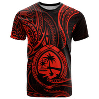 Polynesian Pride Guam T Shirt With Polynesian Tribal Tattoo and Coat of Arms Red Version LT9 Red - Polynesian Pride