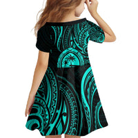 Polynesian Guam Coat of Arms Family Matching Long Sleeve Bodycon Dress and Hawaiian Shirt Polynesian Tribal Tattoo Turquoise Version LT9 - Polynesian Pride