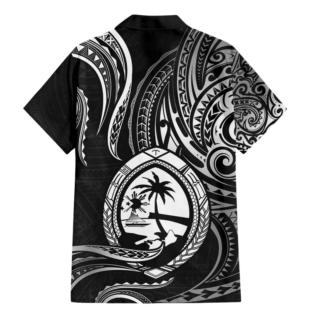 Polynesian Guam Coat of Arms Family Matching Mermaid Dress and Hawaiian Shirt Polynesian Tribal Tattoo Black Version LT9 - Polynesian Pride