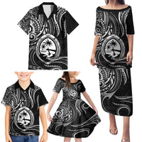 Polynesian Guam Coat of Arms Family Matching Puletasi and Hawaiian Shirt Polynesian Tribal Tattoo Black Version LT9 - Polynesian Pride