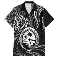 Polynesian Guam Coat of Arms Family Matching Summer Maxi Dress and Hawaiian Shirt Polynesian Tribal Tattoo Black Version LT9 Dad's Shirt - Short Sleeve Black - Polynesian Pride