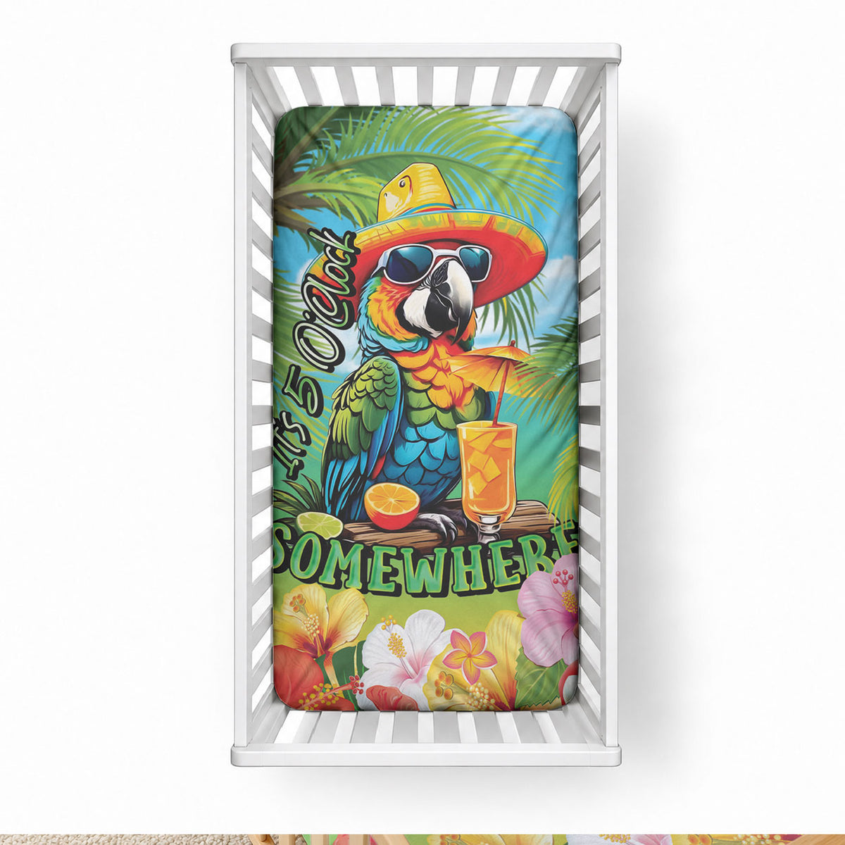 Always 5 O'clock Baby Bed Cover Hawaiian Tropical Parrot LT9 28 × 52 in Blue - Polynesian Pride