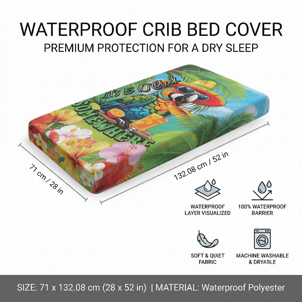 Always 5 O'clock Baby Bed Cover Hawaiian Tropical Parrot LT9 - Polynesian Pride