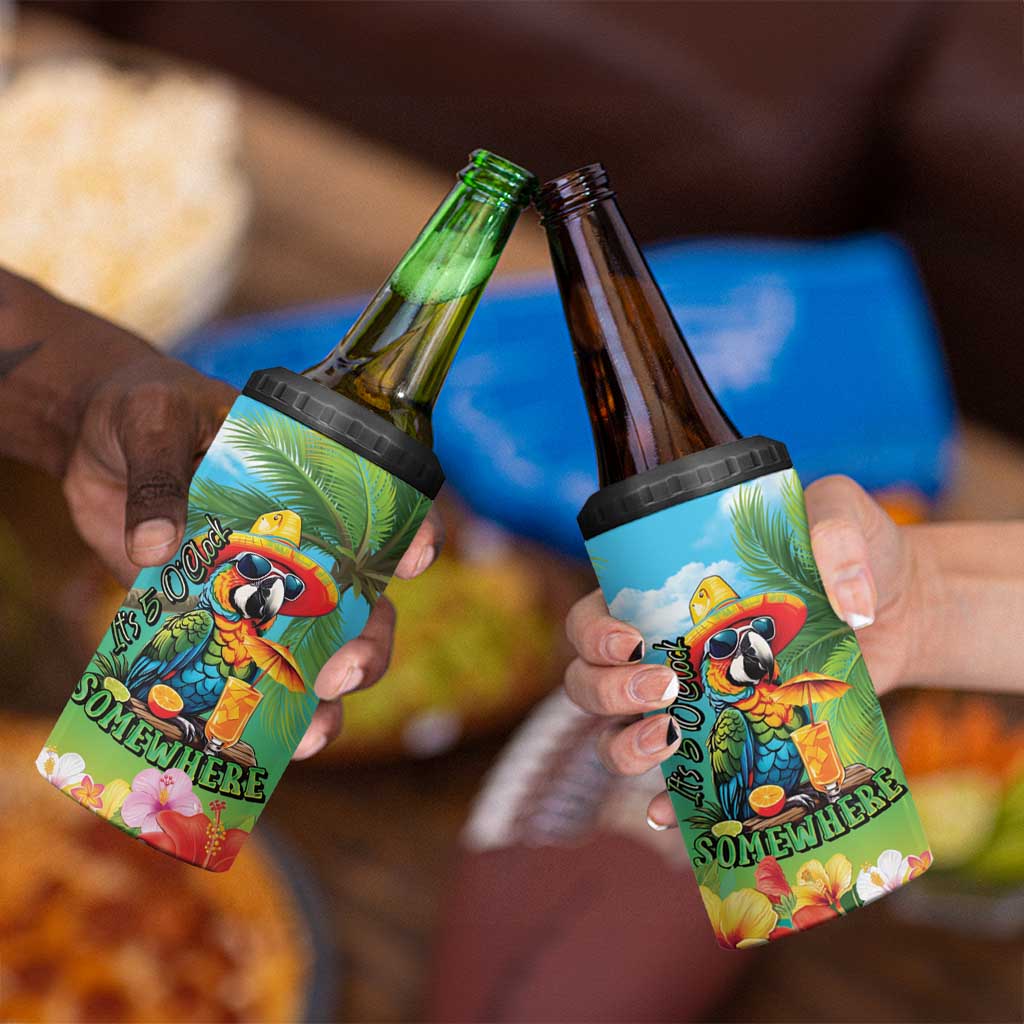 Always 5 O'clock 4 in 1 Can Cooler Tumbler Hawaiian Tropical Parrot LT9 - Polynesian Pride