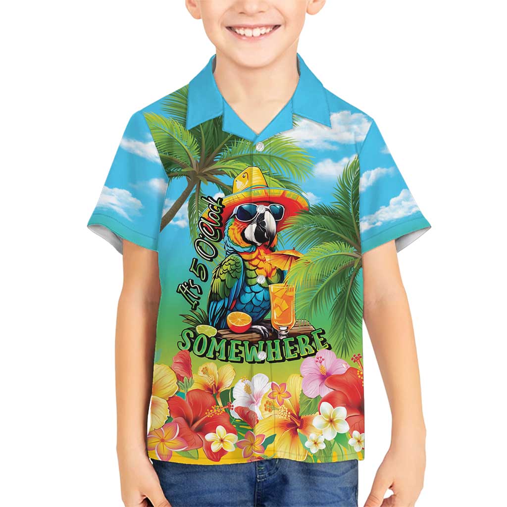 Always 5 O'clock Family Matching Off Shoulder Short Dress and Hawaiian Shirt Hawaiian Tropical Parrot - Polynesian Pride