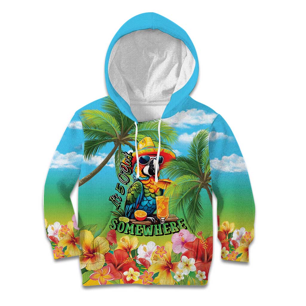 Always 5 O'clock Kid Hoodie Hawaiian Tropical Parrot LT9 Hoodie Blue - Polynesian Pride
