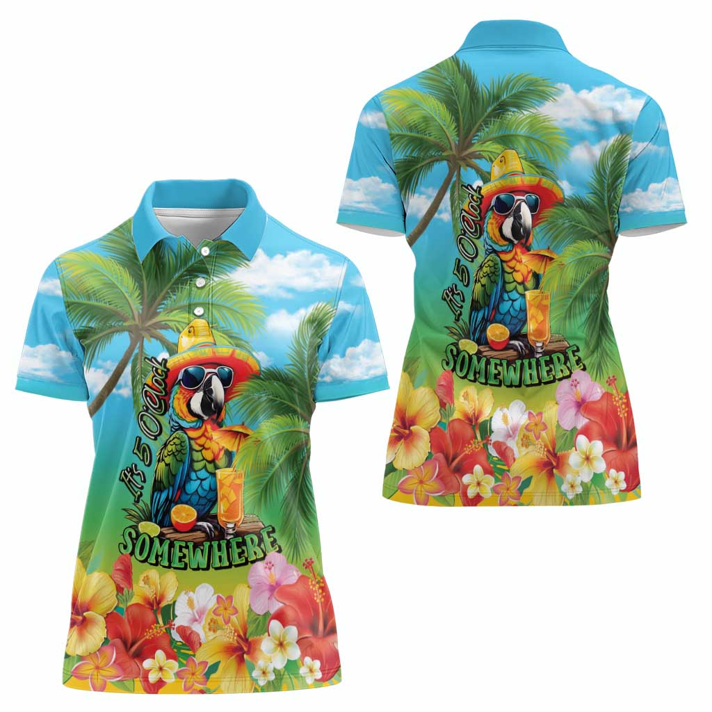 Always 5 O'clock Women Polo Shirt Hawaiian Tropical Parrot LT9 - Polynesian Pride