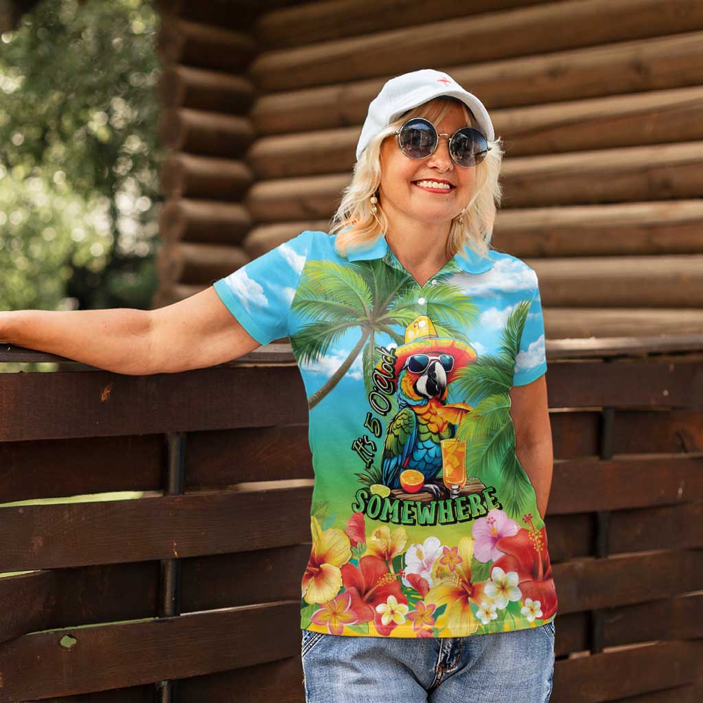 Always 5 O'clock Women Polo Shirt Hawaiian Tropical Parrot LT9 - Polynesian Pride