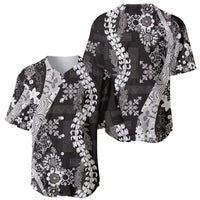Hawaii Puakenikeni and Maile Lei Baseball Jersey Black Japanese Wave Style LT9 - Polynesian Pride