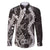 Hawaii Puakenikeni and Maile Lei Family Matching Off The Shoulder Long Sleeve Dress and Hawaiian Shirt Black Japanese Wave Style - Polynesian Pride