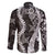Hawaii Puakenikeni and Maile Lei Family Matching Off The Shoulder Long Sleeve Dress and Hawaiian Shirt Black Japanese Wave Style - Polynesian Pride