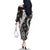 Hawaii Puakenikeni and Maile Lei Family Matching Off The Shoulder Long Sleeve Dress and Hawaiian Shirt Black Japanese Wave Style - Polynesian Pride