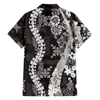 Hawaii Puakenikeni and Maile Lei Family Matching Tank Maxi Dress and Hawaiian Shirt Black Japanese Wave Style LT9 - Polynesian Pride