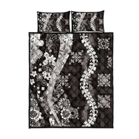 Hawaii Puakenikeni and Maile Lei Quilt Bed Set Black Japanese Wave Style LT9 - Polynesian Pride