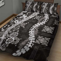 Hawaii Puakenikeni and Maile Lei Quilt Bed Set Black Japanese Wave Style LT9 - Polynesian Pride