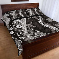 Hawaii Puakenikeni and Maile Lei Quilt Bed Set Black Japanese Wave Style LT9 - Polynesian Pride