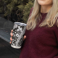 Hawaii Puakenikeni and Maile Lei Tumbler Cup Black Japanese Wave Style - Polynesian Pride
