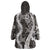 Hawaii Puakenikeni and Maile Lei Wearable Blanket Hoodie Black Japanese Wave Style - Polynesian Pride