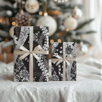 Hawaii Puakenikeni and Maile Lei Wrapping Paper Black Japanese Wave Style LT9 - Polynesian Pride