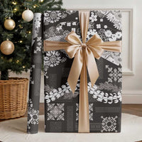 Hawaii Puakenikeni and Maile Lei Wrapping Paper Black Japanese Wave Style LT9 - Polynesian Pride