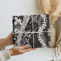 Hawaii Puakenikeni and Maile Lei Wrapping Paper Black Japanese Wave Style LT9 - Polynesian Pride