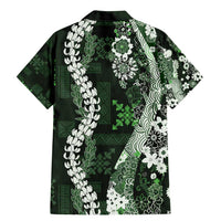 Hawaii Puakenikeni and Maile Lei Family Matching Mermaid Dress and Hawaiian Shirt Green Japanese Wave Style LT9 - Polynesian Pride