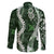 Hawaii Puakenikeni and Maile Lei Family Matching Off The Shoulder Long Sleeve Dress and Hawaiian Shirt Green Japanese Wave Style - Polynesian Pride
