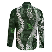 Hawaii Puakenikeni and Maile Lei Family Matching Summer Maxi Dress and Hawaiian Shirt Green Japanese Wave Style LT9 - Polynesian Pride