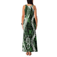 Hawaii Puakenikeni and Maile Lei Family Matching Tank Maxi Dress and Hawaiian Shirt Green Japanese Wave Style LT9 - Polynesian Pride