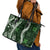 Hawaii Puakenikeni and Maile Lei Leather Tote Bag Green Japanese Wave Style - Polynesian Pride