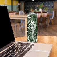 Hawaii Puakenikeni and Maile Lei Skinny Tumbler Green Japanese Wave Style - Polynesian Pride