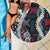 Hawaii Puakenikeni and Maile Lei Beach Blanket Navy Blue Japanese Wave Style - Polynesian Pride