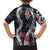 Hawaii Puakenikeni and Maile Lei Family Matching Long Sleeve Bodycon Dress and Hawaiian Shirt Navy Blue Japanese Wave Style - Polynesian Pride
