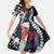 Hawaii Puakenikeni and Maile Lei Family Matching Long Sleeve Bodycon Dress and Hawaiian Shirt Navy Blue Japanese Wave Style - Polynesian Pride