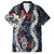 Hawaii Puakenikeni and Maile Lei Family Matching Long Sleeve Bodycon Dress and Hawaiian Shirt Navy Blue Japanese Wave Style - Polynesian Pride