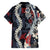 Hawaii Puakenikeni and Maile Lei Family Matching Long Sleeve Bodycon Dress and Hawaiian Shirt Navy Blue Japanese Wave Style - Polynesian Pride