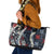 Hawaii Puakenikeni and Maile Lei Leather Tote Bag Navy Blue Japanese Wave Style - Polynesian Pride
