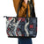 Hawaii Puakenikeni and Maile Lei Leather Tote Bag Navy Blue Japanese Wave Style - Polynesian Pride