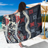 Hawaii Puakenikeni and Maile Lei Sarong Navy Blue Japanese Wave Style LT9 One Size 44 x 66 inches Navy Blue - Polynesian Pride